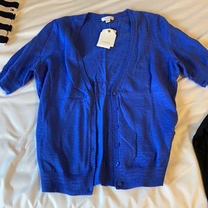 Blue short sleeve cardigan